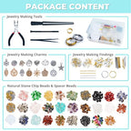 MODDA Natural Stone Jewelry Making Kit - Includes Crystal, Chip Beads, Necklace, Bracelet, Earrings, Ring Making Supplies, Crafts for Adults, Beginners, Christmas Gift for Teens, Girls, Women, Moms - color: Natural Stone Jewelry Making kit