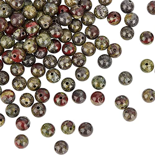 10mm Genuine Dragon Blood Jasper Bead Gemstone Round Semi Precious Loose Beads for Jewelry Making 15" - color: Dragon Blood Jasper, size: 10mm