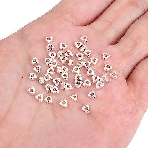 BEADIA Silver Plated Triangle Spacer Beads 4x2mm 50pcs for Jewelry Making Findings Non Tarnish - color: Silver, size: 4x2mm Triangle