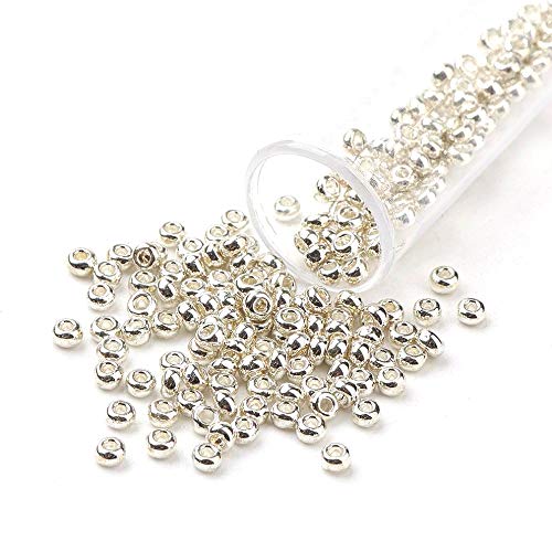Craftdady 8/0 Metallic Silver Round Glass Seed Beads 3mm Grade A Tiny Loose Pony Spacer Beads About 1111Pcs for Jewelry Making Hole: 1mm - color: Metallic Silver, 3x2mm