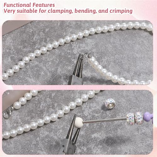 Round Nose Pliers for Jewelry Making 5 Inch Precision Jewelry Pliers Stainless Steel Chain Nose Plier Jewelry-Making-Tools for DIY Crafts Hobby Projects (Pink) - color: Pink