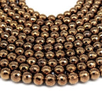 Hematite Beads | Faceted Metallic Bronze Round Natural Gemstone Beads - 4mm 6mm 8mm 10mm Available 8mm