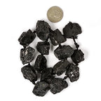 Black Tourmaline Gemstone Crystal Nugget Raw Graduated Beads Strand 2mm Hole Drilled - color: Black Tourmaline