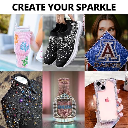 31000Pcs Silver Clear Rhinestones Gems Bedazzling Bedazzler Kit, Crystal Bedazzled Flatback Diamonds for Crafting Clothes Crafts Shoes Fabric, Jewels Bedazzle Resin Flat Back Gemstone 2-6mm b7000 Glue - color: Silver clear 2-6mm, size: Large Pack + 3Pcs G