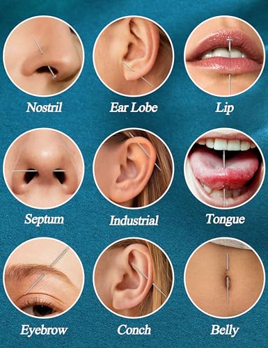 LOLIAS 14G 16G 18G 20G Piercing Taper Ball Grabber Tool for Changing Jewelry - 316L Stainless Steel Flat Back Earrings Piercing Threader Assistant Applicator Tool Threadless Insertion Pin Thread Body Piercing Stretching Kit for Ear Nose Lip Tongue