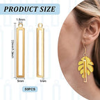 BENECREAT 50pcs Rectangle Hollow Brass Pendants, Golden Bezel Link Charm Frame Charms for DIY Craft Jewelry Making, 33x5x1mm, Hole: 1.6mm - color: Hollow Rectangle