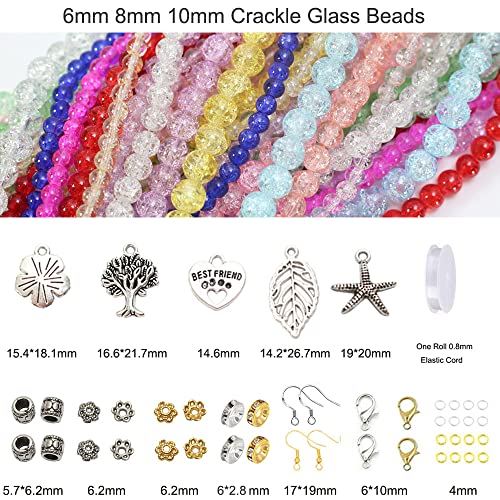 848PCS Crackle Glass Round Beads - 6mm 8mm 10mm Imitative Jade for Jewelry Making, Earrings, Necklaces, and DIY Crafts - size: 6mm 8mm 10mm Crackle