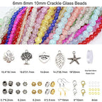 848PCS Crackle Glass Round Beads - 6mm 8mm 10mm Imitative Jade for Jewelry Making, Earrings, Necklaces, and DIY Crafts - size: 6mm 8mm 10mm Crackle