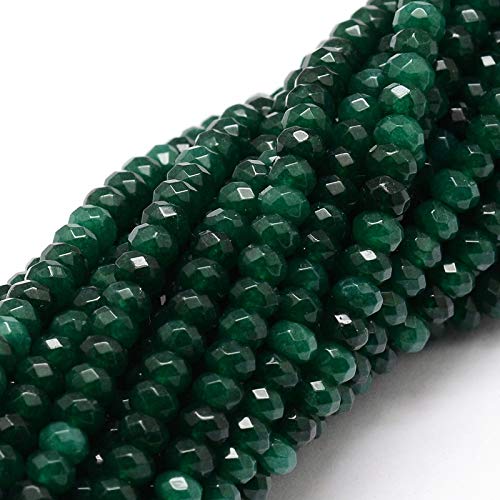 Perlin Agate & Jasper Gemstone Strand Beads 4 mm Rondelle 110 Pieces Jewellery Beads Semi-Precious Stone for Jewellery Necklace Bracelet Earrings (Dark Green Agate) - color: dark green agate