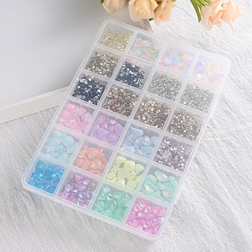SUTOKAKA 1Pc 24 Grids Plastic Bead Organizer Largre Clear Jewelry Storage Box with Fixed Dividers Small Parts Compartment Organizer Container Case for Rhinestones Seeds Screws Earrings Organizing - size: 24