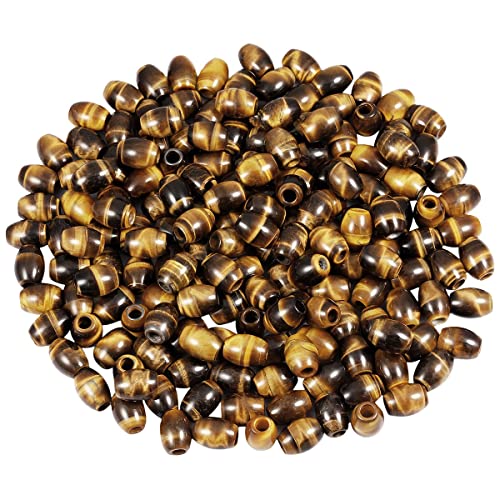 SUNYIK Tiger's Eye Stone Large Hole (5mm) Barrel Rondelle Loose Charms European Bead fits Bracelet,Jewelry Makings Pack of 20 - color: Brown-Tiger's Eye Stone, size: 16x5mm