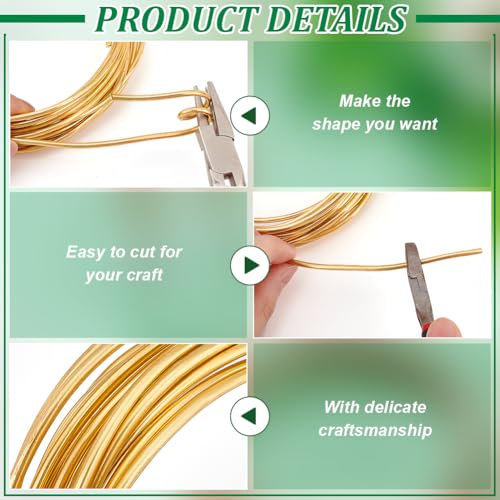 BENECREAT 10 Gauge Solid Brass Wire - 16.4FT Soft Round Wire for Jewelry Making, Gem Wrapping, DIY Crafts - color: Gold, size: 10 Gauge