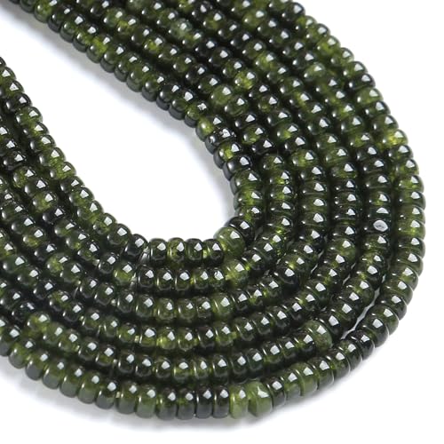150PCS 2x4mm Natural Green Garnet Jades Stone Rondelle Beads Abacus Disk Stone Beads Round Loose Spacer Gemstone for DIY Bracelet Necklace Jewelry Making - color: Green garnet Stone, size: 2x4mm Abacus Disk