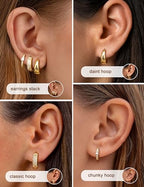 ORAZIO Small Gold Hoop Earrings for Women Hypoallergenic 14K Gold Plated Chunky Huggie Earring Sets for Multiple Piercing Dainty Earing Stacks Set Cute Silver Cartilage Jewelry Trendy Gifts - style: 14K Gold Plated-Classic