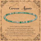 BONNY BOXX Natural Genuine Gemstone Faceted Round Beads Bracelets, 3mm Adjustable Stretchy Tiny Faceted Black Tourmaline Bracelet, Healing Crystal Reiki Chakra Dainty Jewelry Fashion Gifts - color: Green Agate