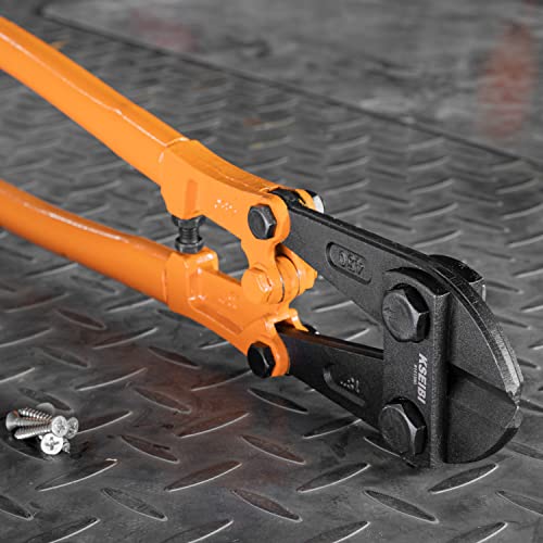 KSEIBI 141575 Small Bolt Cutters 14 inch, Heavy Duty Chrome Vanadium Wire Bolt Cutter with Soft Grip Ergonomic Handle, Ideal for Cutting Small Fences, Steel Wire, Chains, Screws, Locks, and Rivet - size: 14 Inch-350MM
