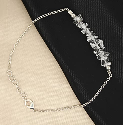 Gempires Natural Gemstone Chip Bar Bracelet for Women, Crystal Healing Bracelet, Multiple Gemstone Options, Adjustable Yellow Gold Plated Chain (7” + 1” Extender), Dainty Stackable Jewelry Gift for Her