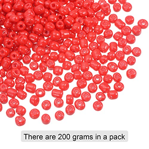 HARFINGTON 2000Pcs Small Glass Beads 6/0 4mm Loose Tiny Round Small Beads for Bracelet Earring Rings Jewelry Making, Red - color: Red