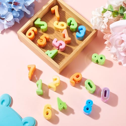 FASHEWELRY 20Pcs Colorful Large Number Beads 22mm Big Number 0-9 Beads Iridescent 3D Large Hole Slider Bead for Friendship Bracelets Keychains Pens Making - color: 0Colorful Number