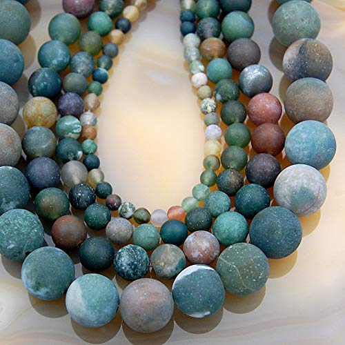 Natural Matte Gemstone Round Spacer Beads (4mm, Indian Agate) - color: Indian Agate, size: 4mm