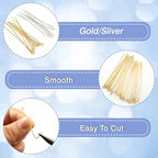 TOAOB 200pcs Eye Pins 2 Inch Brass Findings Gold Silver Open Head Pins for DIY Crafts Necklaces Bracelets Earrings Jewelry Making - size: 50mm