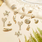 SUNNYCLUE 1 Box 54g Real 14K Gold Plated Charms Bulk Gold Summer Ocean Charm 16Pcs Sea Theme Marine Life Charms Starfish Shell Charm Pendant for DIY Christmas Earring Bracelet Jewelry Making Supplies - color: 14K Gold Plated Charms
