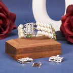 Pandahall 2 Sets Metal Tone Brass Rhinestone Rectangle Filigree Clasps, 3-Strand Box Clasps, Platinum