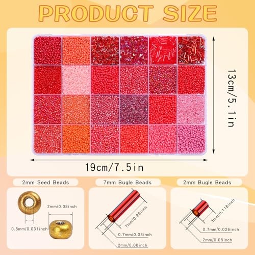 SONGIN 62,300pcs Seed Beads kit with Bugle Beads, 7 Boxes Assorted Glass Bead Set for Jewelry Making, Featuring 2mm Seed & Long Short Tube Bead for DIY Bracelets, Necklaces, and Crafts