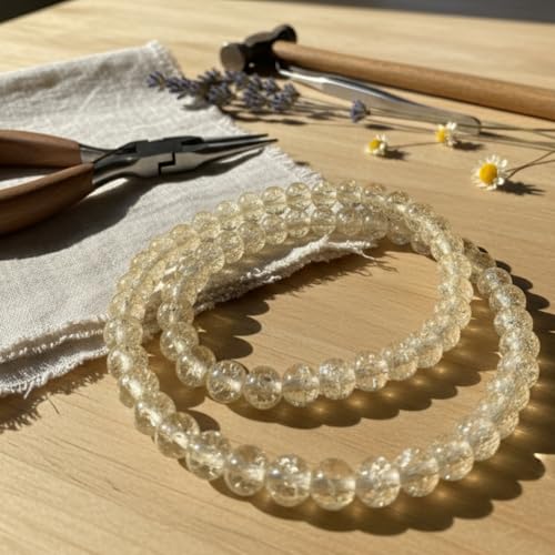 DandS ltd Crackle Lampwork Glass Beads for Jewelry Making, Beige, Vibrant DIY Bracelets, Necklaces, Earrings, Beading Supplies & Craft Kits for Handmade Jewelry, 80pcs 0.39 inch (10mm), #J268-10 - color: Beige