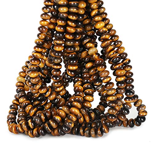 ICAI Beads 5x8mm Natural (Tiger Eye, 5x8) Beads Rondelle Spacer Loose Beads for Jewelry Making DIY Crafts Design 1 Strand 15" APPR - color: Tiger eye, size: 5x8