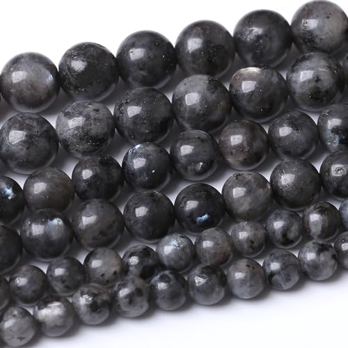 12MM Black Larvikite Round Loose Beads Natural Gem Beads Crystal Energy Stone Beads for Jewelry Making DIY Bracelet Necklace - color: Black Larvikite, size: 12mm