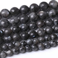 8MM Black Larvikite Round Loose Beads Natural Gem Beads Crystal Energy Stone Beads for Jewelry Making DIY Bracelet Necklace - color: Black Larvikite, size: 8MM
