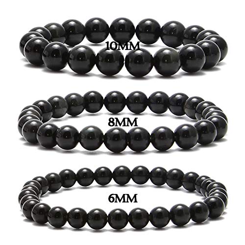 NCB 100pcs Original Natural Stone Beads Gemstone Round Loose Beads 6mm 8mm 10mm (Black Obsidian, 6mm 100Beads) - color: Black Obsidian, size: 6mm 100Beads