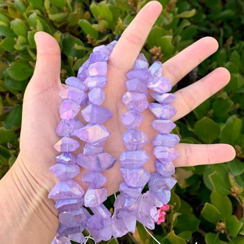 Adabele 30 Inch Natural Raw Healing Crystal Quartz Nugget Drilled Gemstone Loose Beads Violet Tanzanite AB Titanium Coated Chakra Gem Stone Spacer for Jewelry Craft Making GA-B9 - color: Violet Tanzanite Ab, size: 30 Inch/2 Strands