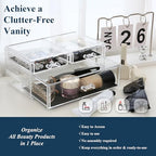 Sea Team Clear Makeup Organizer with Drawers, Acrylic Plastic Cosmetic Display Case, Jewelry Storage Box, Holder for Dresser, Bathroom, Vanity, Countertop (1 Large, 2 Small Drawers) - size: 1 Large, 2 Small Drawers