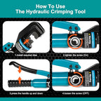 Brileine 10 Tons Hydraulic Crimping Tool with 9 Dies - Battery Cable Crimper Tool & Wire Rope Crimping Tool for 12 to 2/0 AWG, 1/16" 1/8" 3/16" Stainless Steel Cable Railing Tool