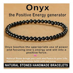 AD Beads Handmade Gemstone Stretch Elastic Bracelet Crystal Healing Reiki Nature's Beauty and Spiritual Essence Unisex - color: Black Onyx, size: 4mm