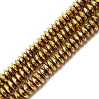 JM Design Gold Plated Hematite Faceted Rondelle Beads 3x6mm 16" Strand for Jewelry Making - size: 3x6mm