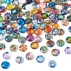100Pcs/Set Flat Round Transparent Glass Cabochons with Pattern Eye Flatback Glass Dome Flatback Cab Beads for Photo Cameo Jewelry Making Necklace Ring DIY Crafts 12x4mm Random Mixed - color: 100Pcs-12x4mm-Random