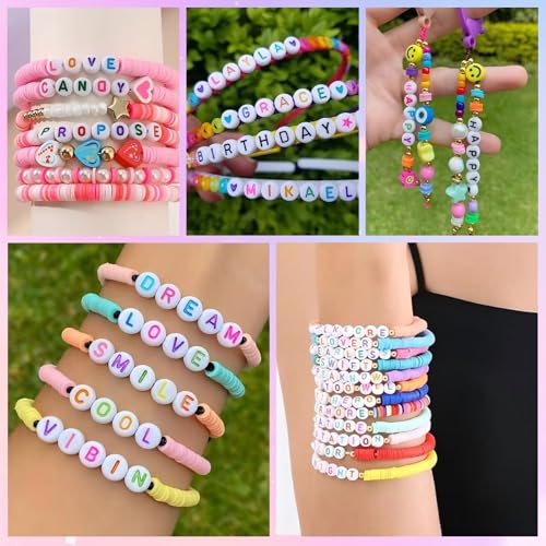 300Pcs Vowel Letter Beads E 4X7mm Single Round Alphabet Beads for Friendship Bracelets Making - color: Round - E
