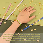 AUEAR, 36 Pack Gold 8mm Full Rhinestone Slide Alloy Letter Charm Crystal A-Z Alphabet with 0-9 Numbers for Bracelets Wristbands DIY Jewelry Making - color: Gold, size: 36 Pack