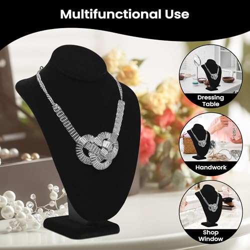 Novel Box Black Velvet Stand Jewelry Necklace Display 7.5x4x11 Inches - Freestanding Travel Necklace Holder Stand - Necklace Mannequin Organizer Stands - Necklace Displays Large - color: Black Velvet, size: Large