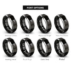Chain Tool Ring - Gift for Cyclist - 8mm - Band - Gunmetal Black Silver - Personalized Custom Engraving - Men Women - Anniversary Engagement Wedding - Tungsten Carbide - Flat Dome Bevel - color: 11 - Black Grey Tungsten