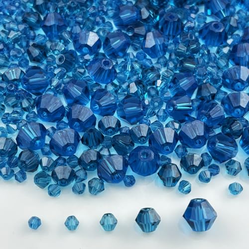 1310pcs Bicone Crystal Glass Beads 2mm 3mm 4mm 6mm 8mm Faceted Crystal Spacer Beads for Bracelets Necklace Pendants Earrings DIY Jewelry Craft Making(Peacock Blue) - color: Peacock Blue