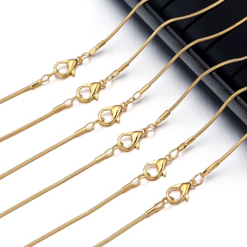 Topacket 24 Pack Necklace Chains Bulk,Gold Plated Snake Necklace Chains for Jewelry Making 16 Inches - color: Gold, size: 16inches