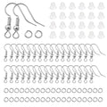 TOAOB 300pcs Earring Hooks Kits White Gold French Ear Wires with Ball and Coil 18mm Fish Hook Earring Making Supplies with Jump Rings and Clear Silicone Ear Backs for DIY Jewelry Findings - color: White gold