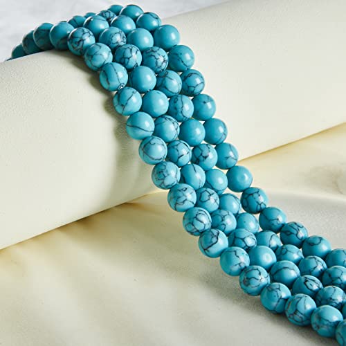100pcs 10mm Blue Turquoise Beads Natural Gemstone Beads Round Loose Beads for Jewelry Making - color: Blue Turquoise, size: 10mm