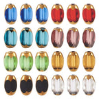 80Pcs Electroplate Glass Beads with Golden Edge, Colorful Oval Crystal Loose Spacer Beads for DIY Bracelet, Earring Jewelry Making Crafts - color: Oval
