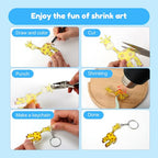 Auihiay 198 Pieces Shrink Plastic Kit Includes 20 Sheets Shrink Papers, Hole Punch, Keychain Accessories and Pencils for Shrinky Art and DIY Keychain Making Easter Mother Day Ornament - size: 198PCS
