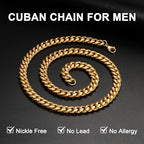 Monily Stainless Steel Mens Cuban Link Chain Silver 18K Gold Chain for Men Hip Hop Mens Jewelry - color: c. 8mm width-gold-plated, size: 18 Inches